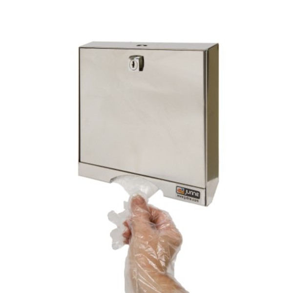 Stainless steel dispenser for PE gloves lockable